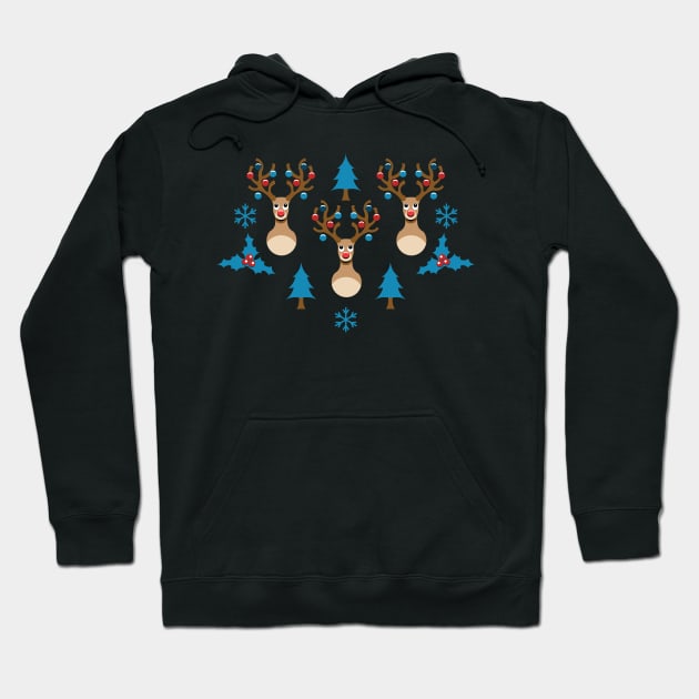 Ugly Xmas Reindeer Pattern Hoodie by atomguy